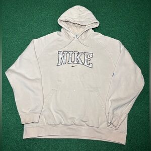 Vintage Nike Y2K Spellout XXL Biege Cream XXL Hoodie Sweatshirt